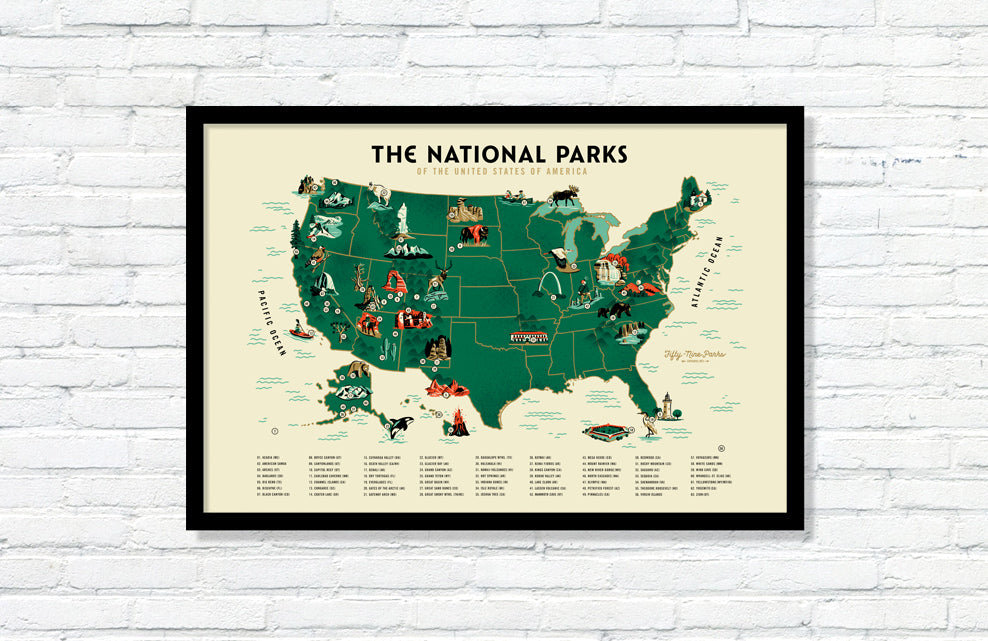 U.S. National Parks Map Poster (Large Timed Edition)