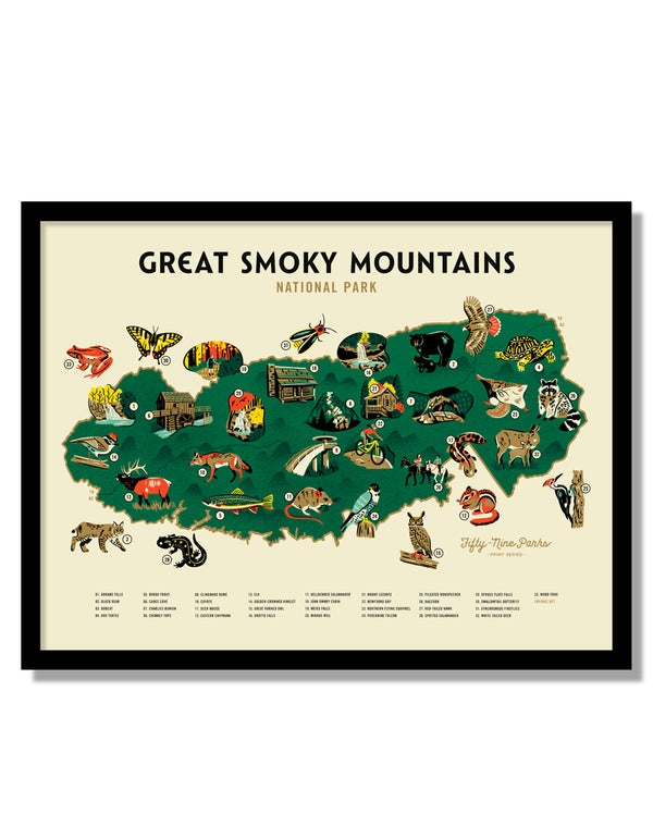 Great Smoky Mountains National Park Map Poster