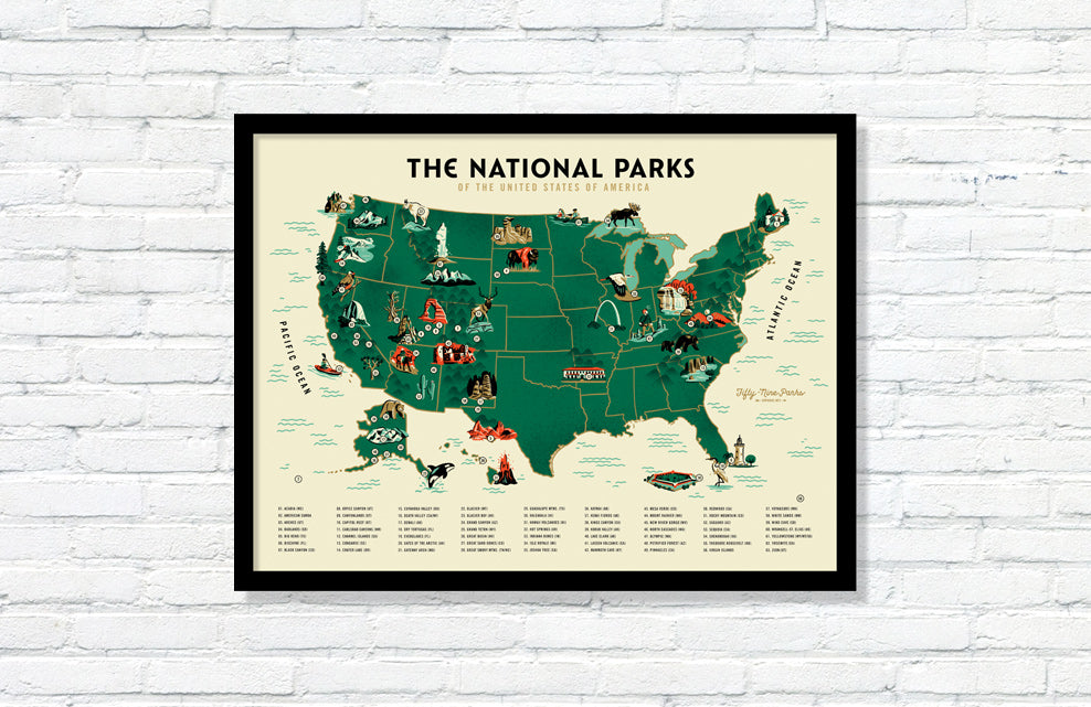 U.S. National Parks Map Poster (Variant)